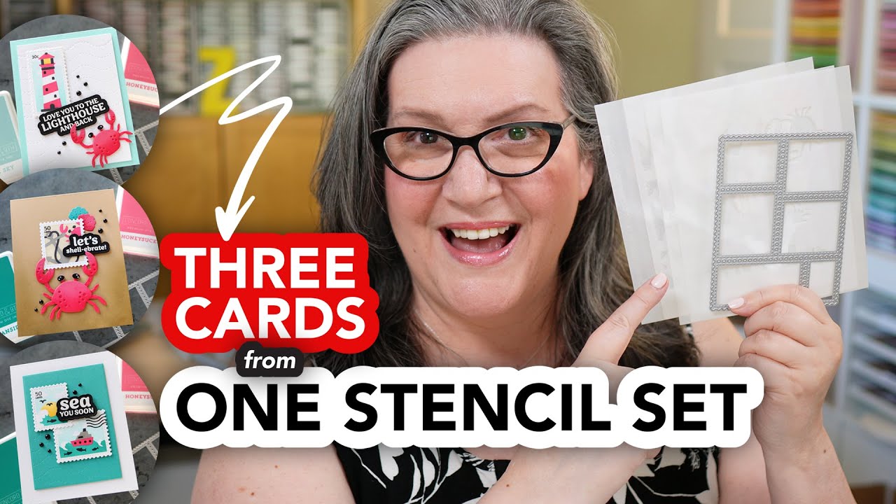 Three Cards from One Layered Stencil Set