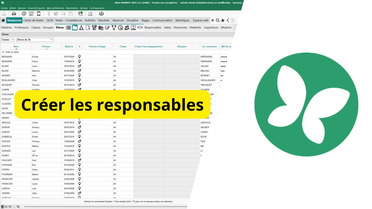tuto pronote #10 : Créer les responsables