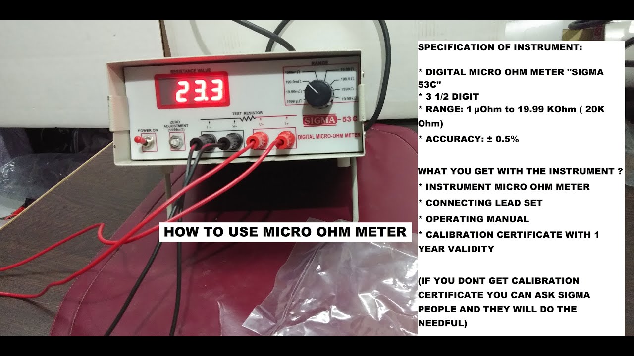 Digital Micro Ohm Meter SIGMA 53C testing procedure || How to set zero in micro Ohm Meter