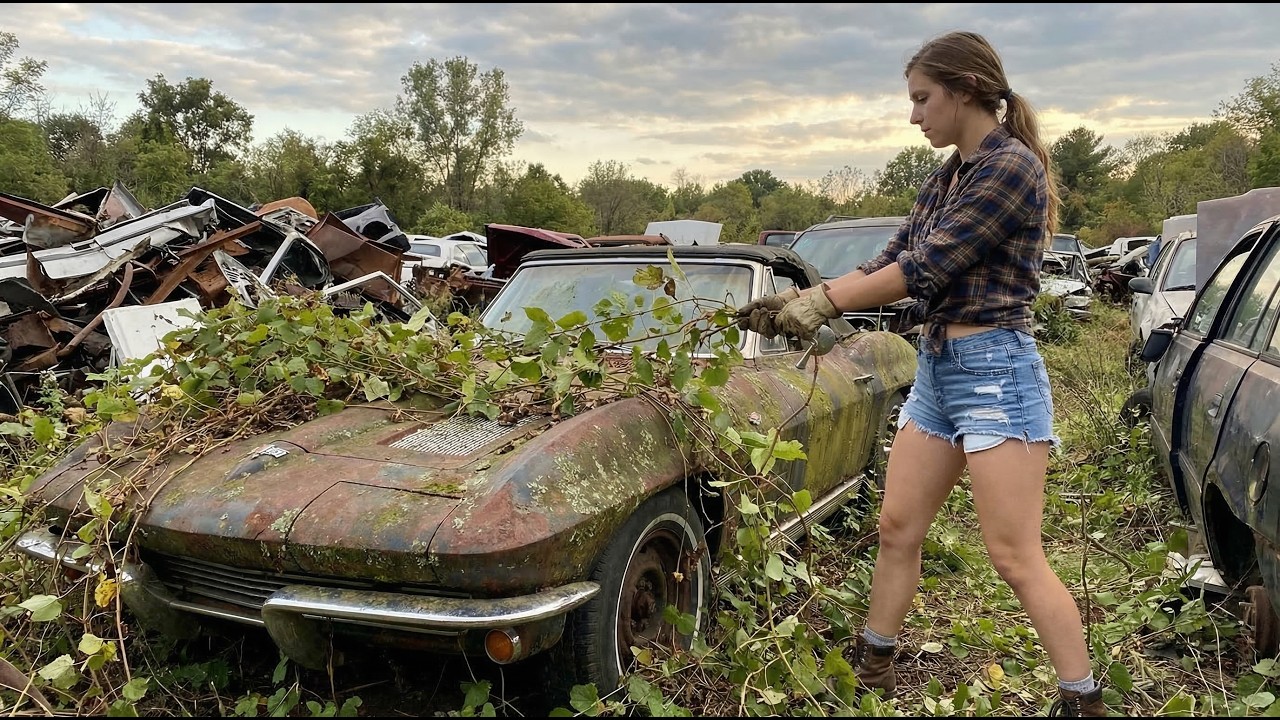 Time-lapse video: Girl spends 20 days restoring an abandoned 1963 Chevrolet Corvette Sting Ray.