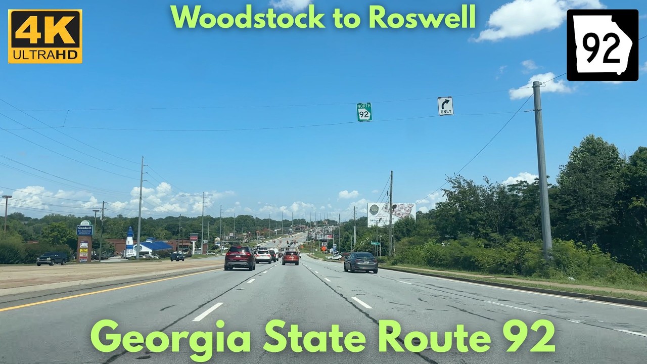 Georgia State Route 92 Drive | Woodstock to Roswell, GA (4K POV)