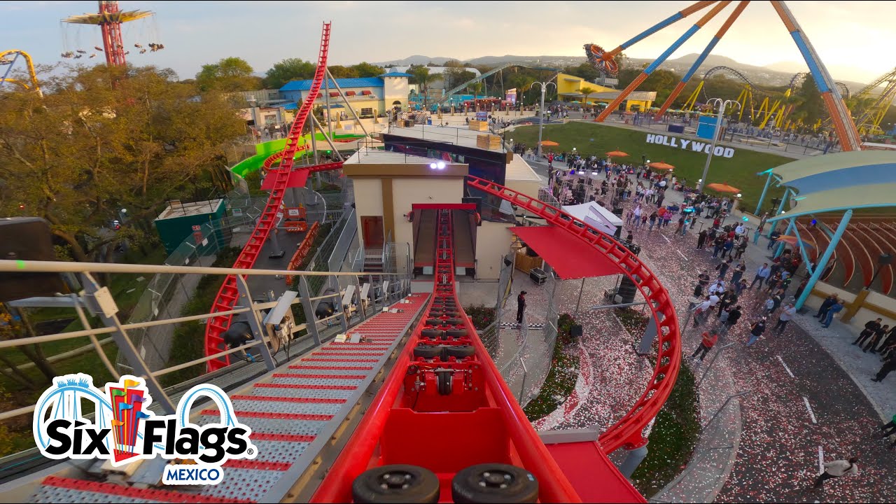 Speedway Stunt Coaster Front Row POV - Six Flags Mexico New for 2026 Family Roller Coaster