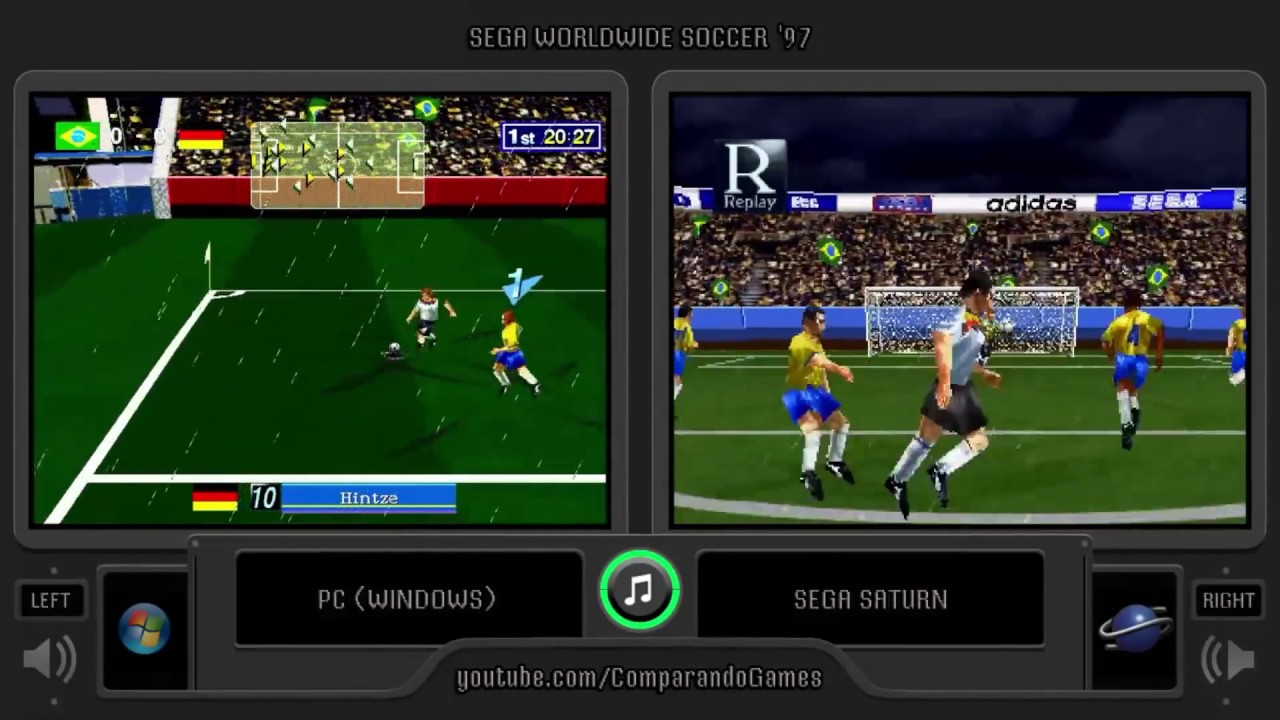 Sega Worldwide Soccer 97 (Pc vs Sega Saturn) Side by Side Comparison | Vc Decide