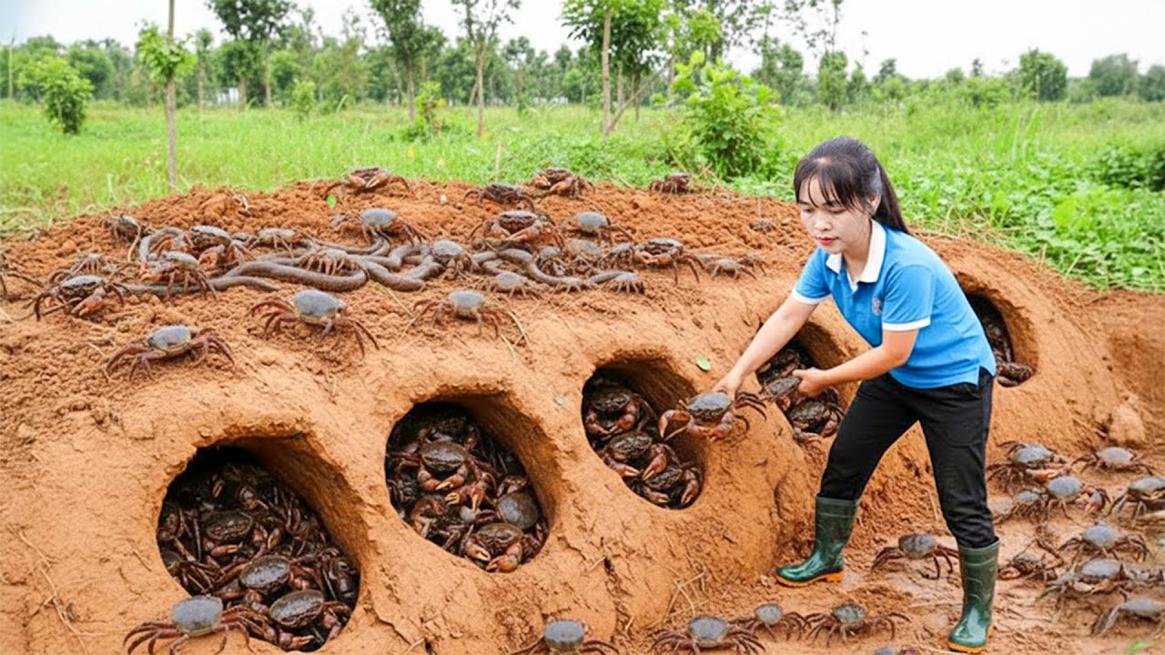 Capturei um Bando de Caranguejos-de-Pedra Gigantes na Floresta e Levei ao Mercado – Culinária Rural