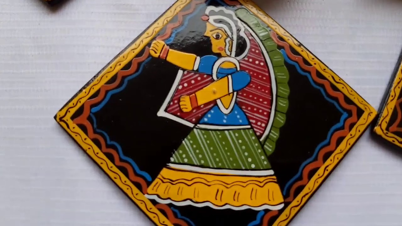 Authentic Tikuli Art Coasters - Set of 6 square coaster with box holder