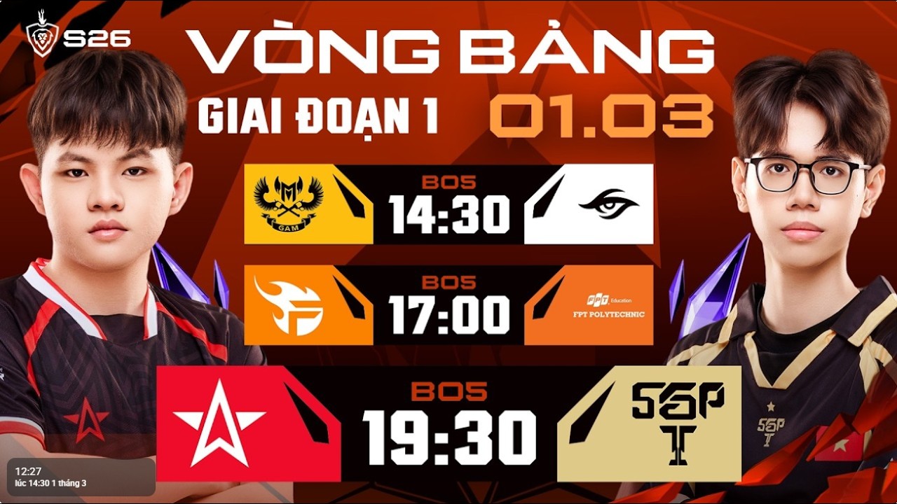 🔴 TRỰC TIẾP: ONE STAR ESPORTS vs SAIGON PHANTOM | GIAI ĐOẠN 1 - LƯỢT ĐI | ĐTDV MÙA XUÂN 2026