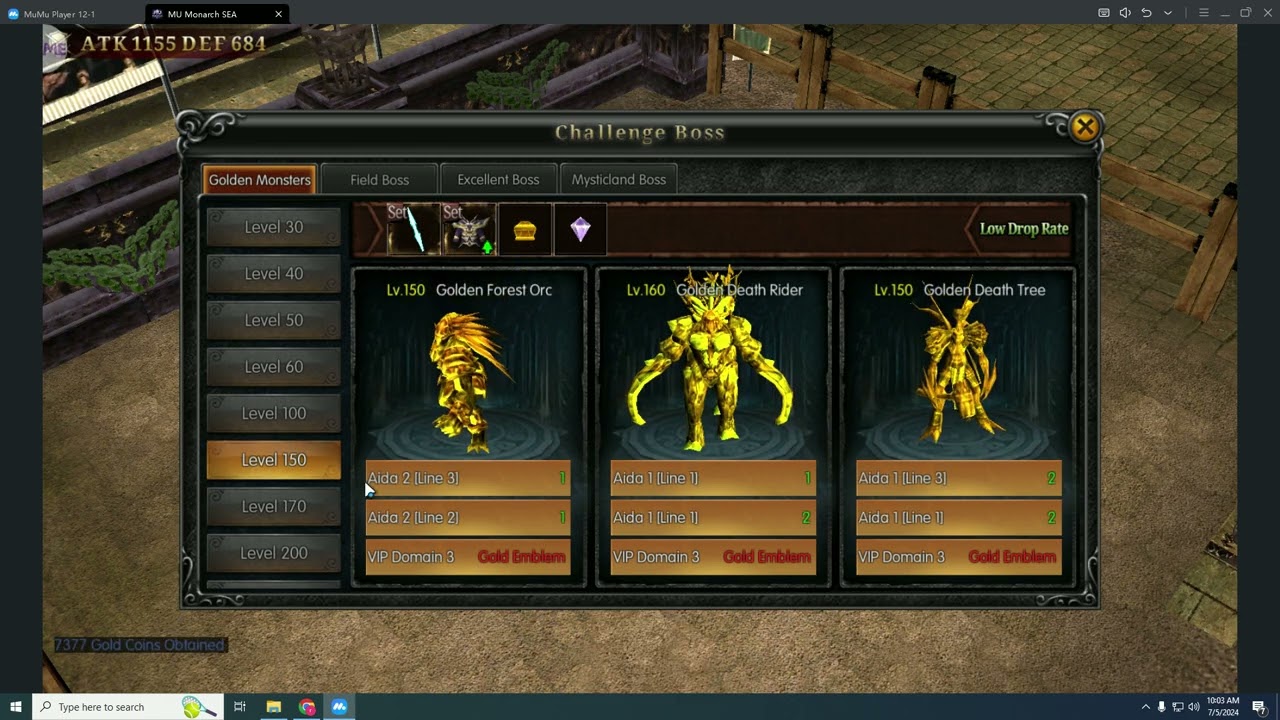 MU Monarch Sea Leveling Guide