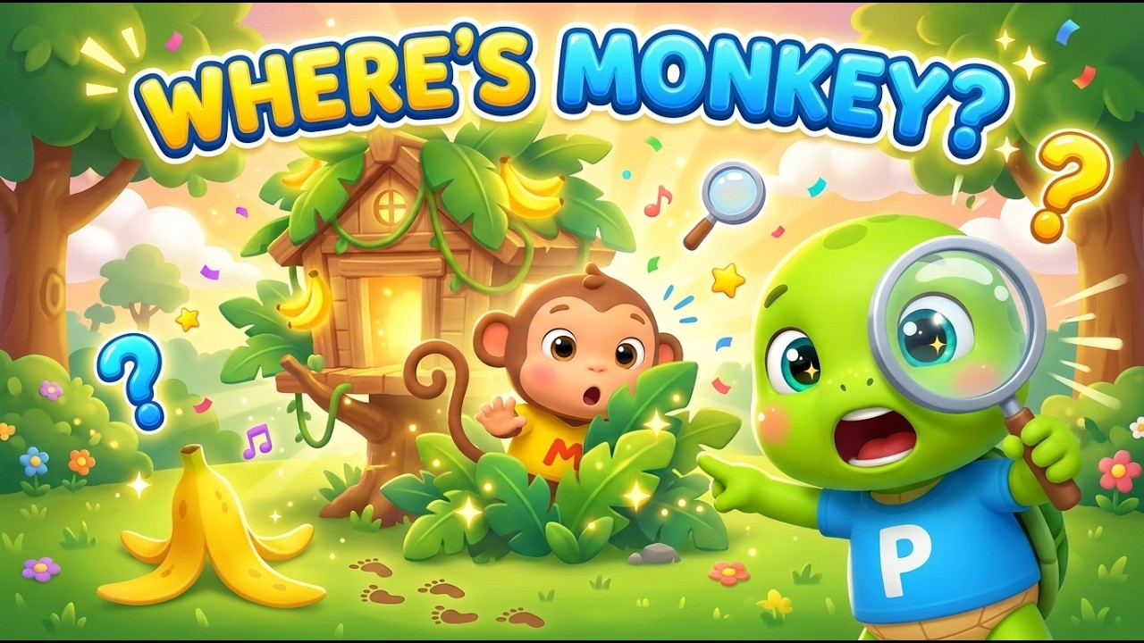 Where’s the Monkey? 🐒 | Animals + Prepositions (In/On/Under) Song | Modo & Phoeniz