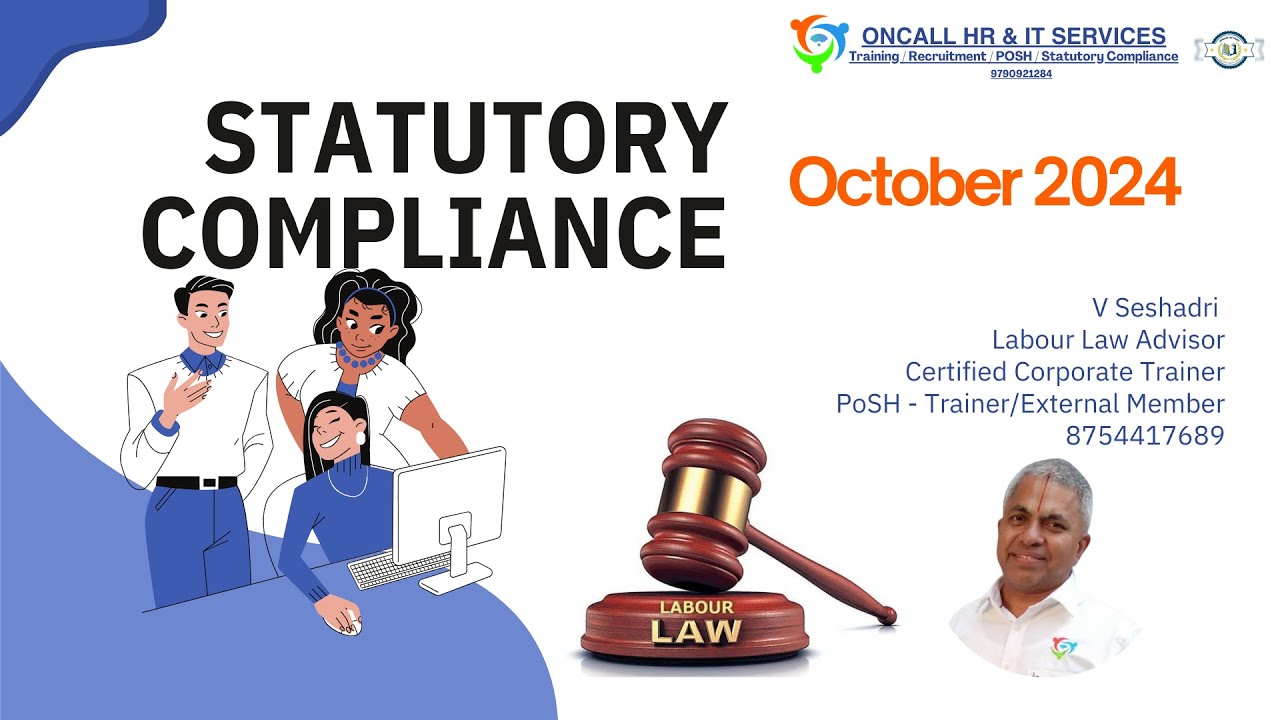 Statutory Compliance October 2024 English   #seshadri #oncallhr #labourlaw #labourcodes, #statutory