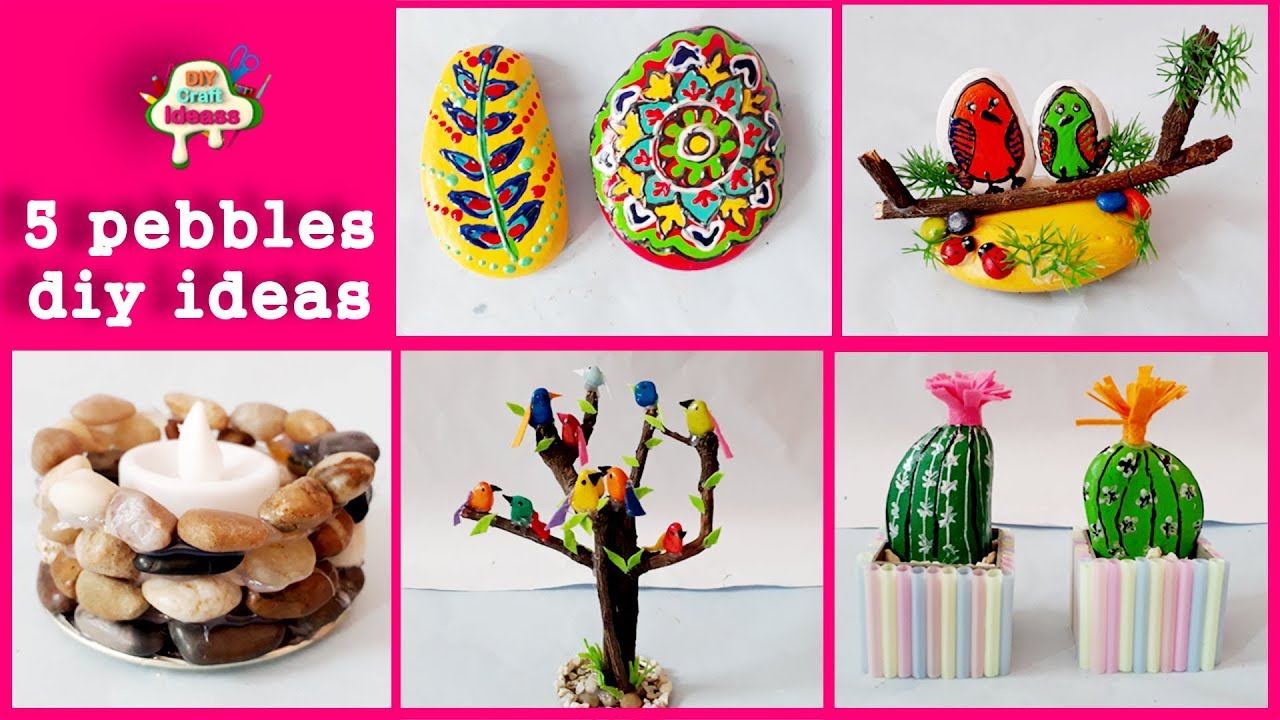 5 pebbles diy ideas # pebbles # DIY art And Crafts || arush diy craft ideas