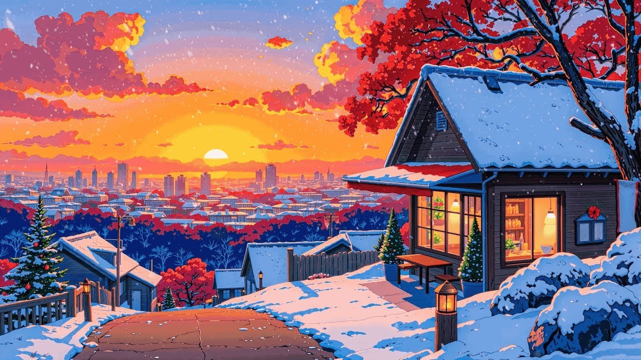 Winter Sunset Lofi ❄️🌅 Cozy Hillside Flow | Lofi Flow
