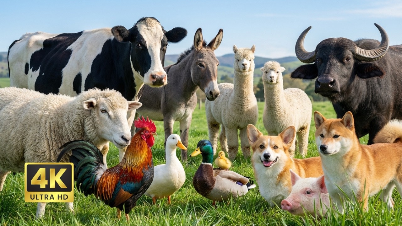 Beautiful Animal Moments - Elephant, Leopard, Cow, Cat, Lion, Alpaca, Rabbit - Familiar Animals