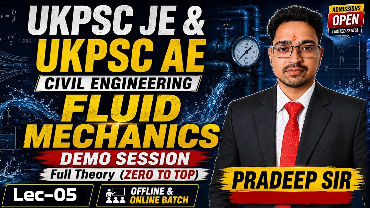 UKPSC JE & AE 2026 | Civil Engineering Fluid Mechanics | Demo Session - 05 | Pradeep Sir