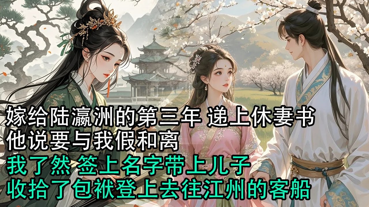 【一口氣看完】嫁给陆瀛洲的第三年 递上休妻书，他说要与我假和离，我了然 签上名字带上儿子，收拾了包袱登上去往江州的客船#古言 #有聲小說 #情感故事