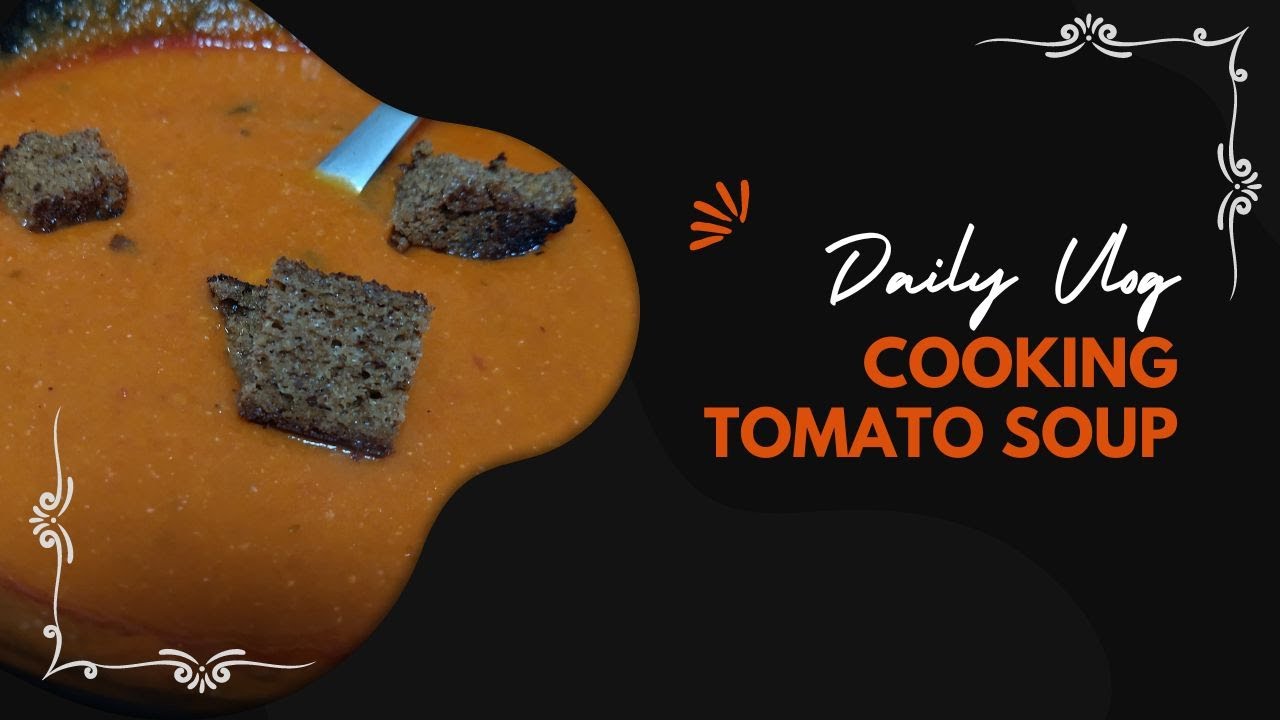 Making Homemade tomato soup on a cold winter day