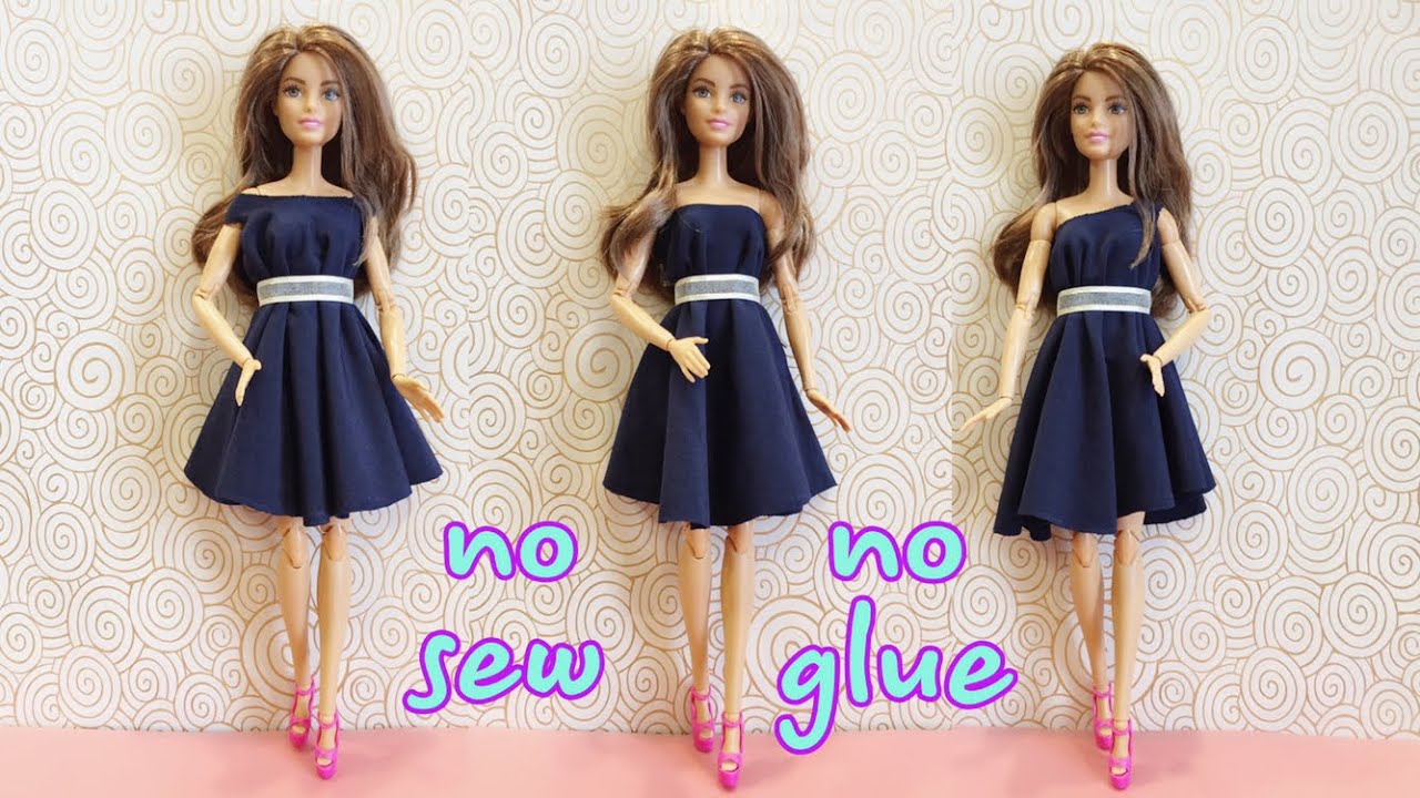 Easy DIY 👗doll dresses NO SEW NO GLUE #dolls #barbie #happydolls