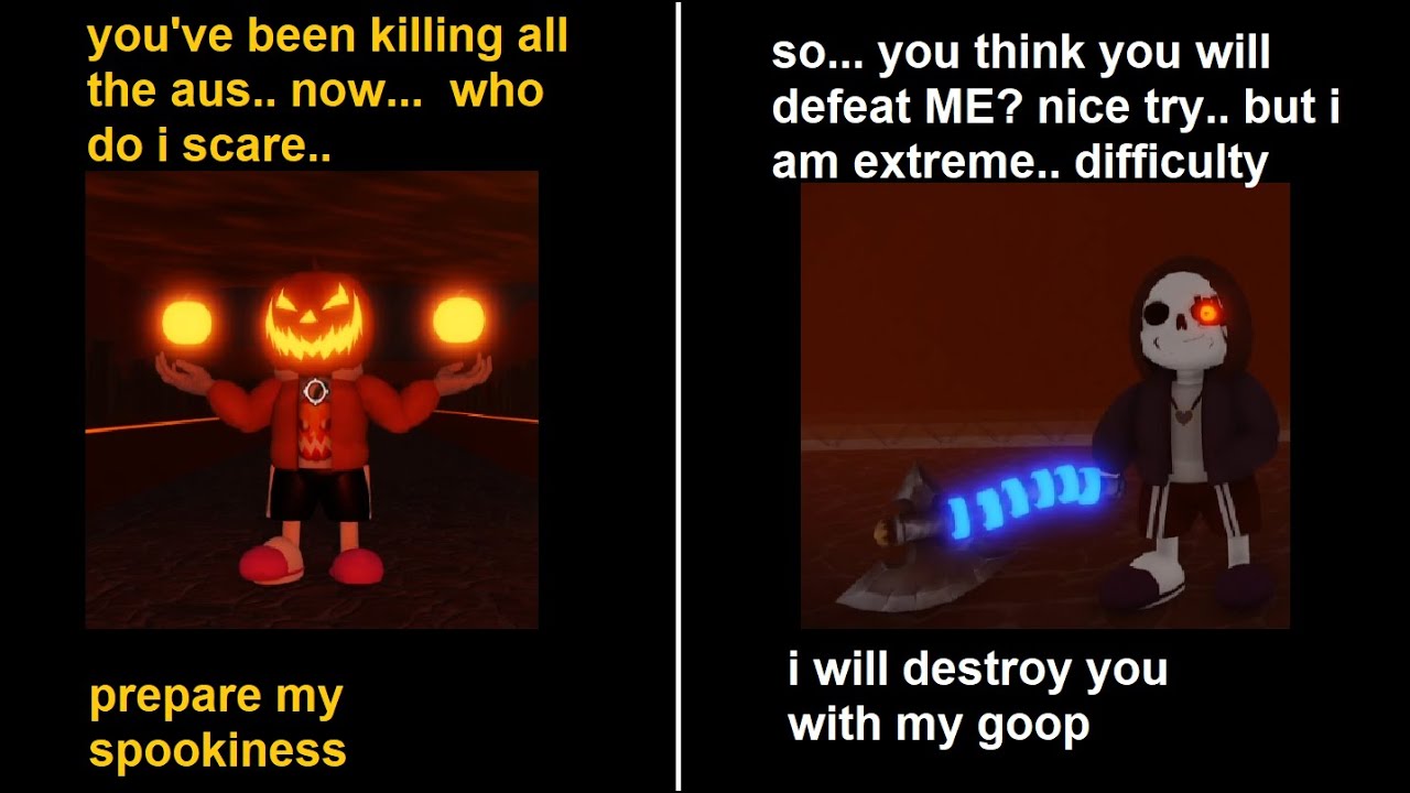 SPOOKY bosses I Sans multiverse: brutal difficult and a random portal: Pumpkin and Axetale sans