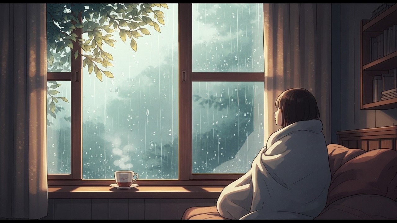 Sitting by the Window During a Summer Rain 🌧 | ASMR music calm anime strories