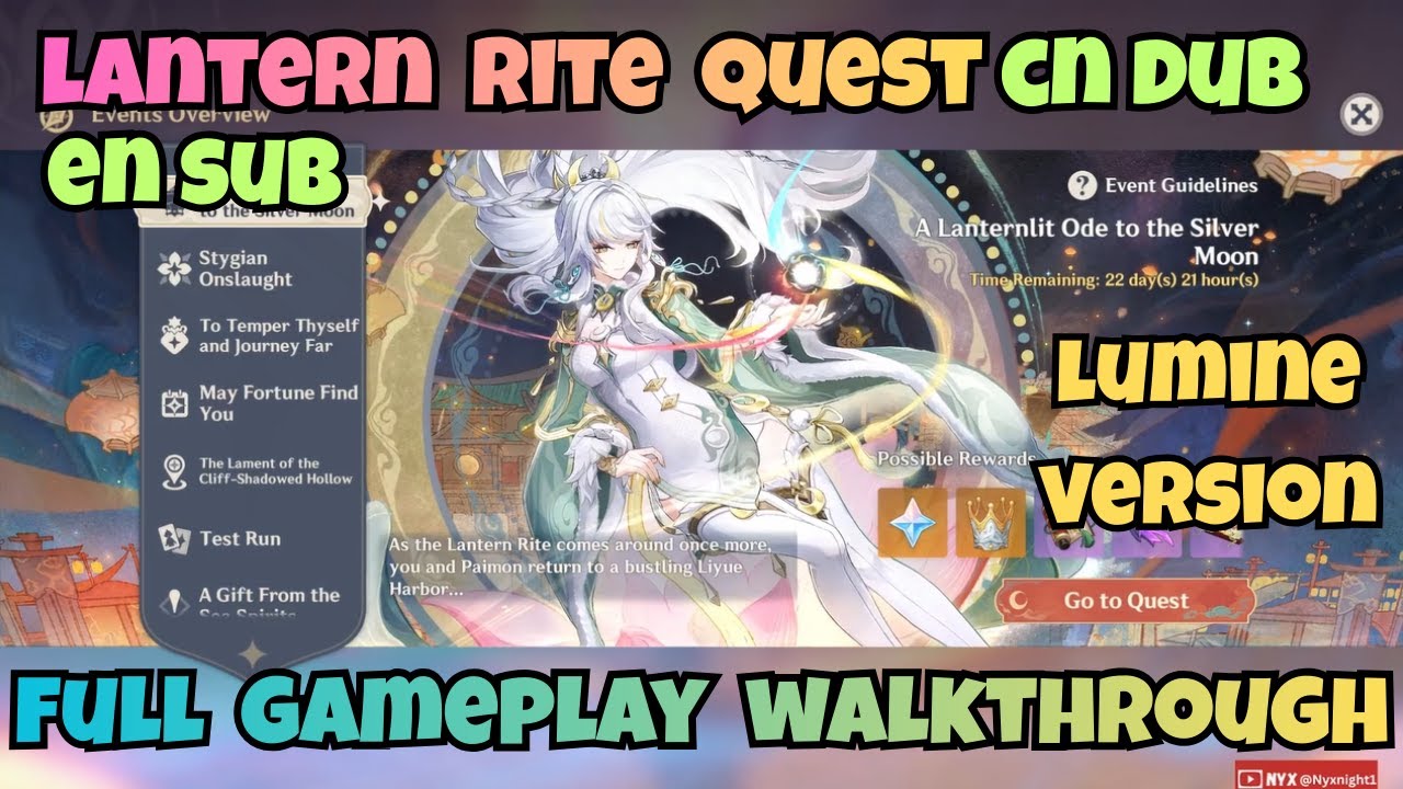 A Lanternlit Ode To The Silver Moon CN Dub Lumine Version Lantern Rite Quest Full