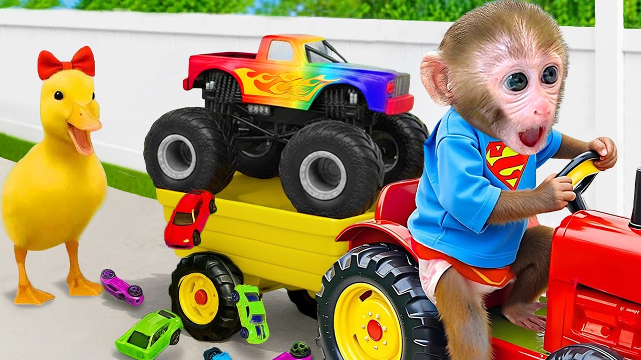 Aapje Bon Bon en het kleine eendje worden helden en redden de Hot Wheels stad
