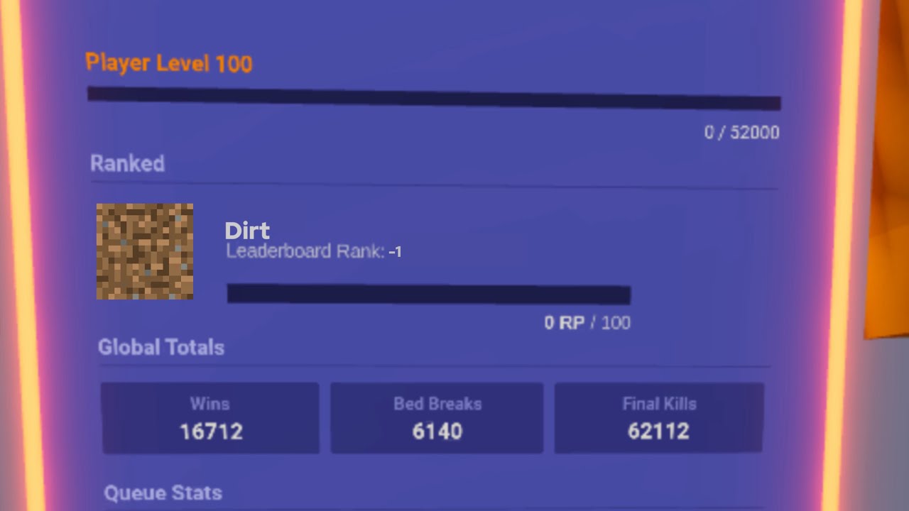 Solo queue rank experience Roblox Bedwars