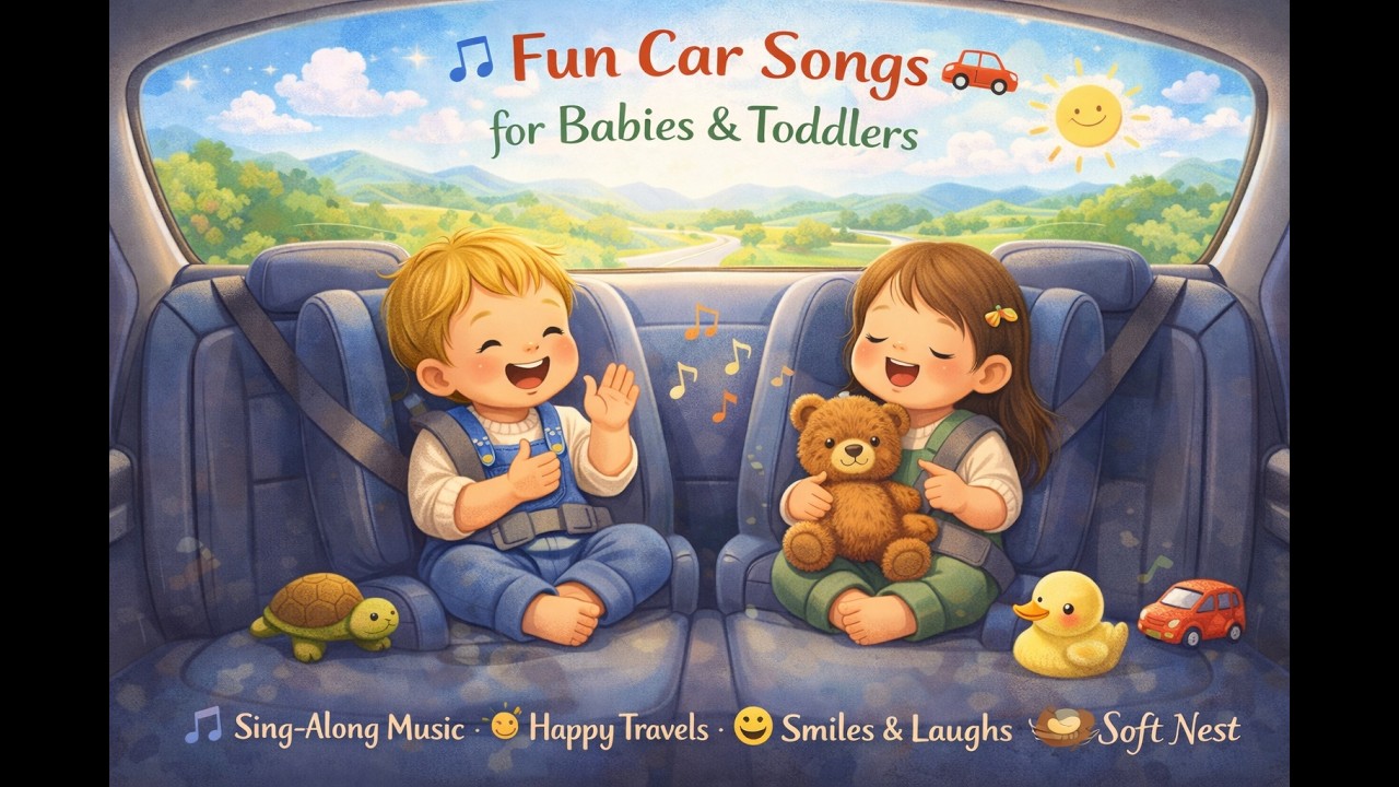 🚗 30 Min Fun Car Songs for Babies & Toddlers 😊 Montessori-Inspired Travel Music | Soft Nest