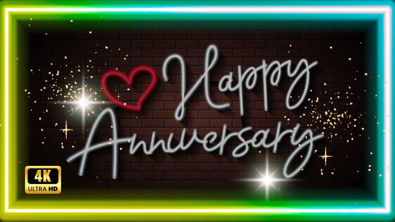 1 Hour Romantic Neon Background for Wedding Anniversary Party 4K