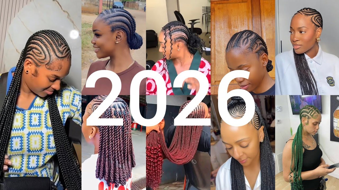 2026 CUTE LATEST CORNROW BRAIDS HAIRSTYLES/GHANA WEAVING HAIRSTYLES/ STITCH BRAIDS HAIRSTYLES #viral