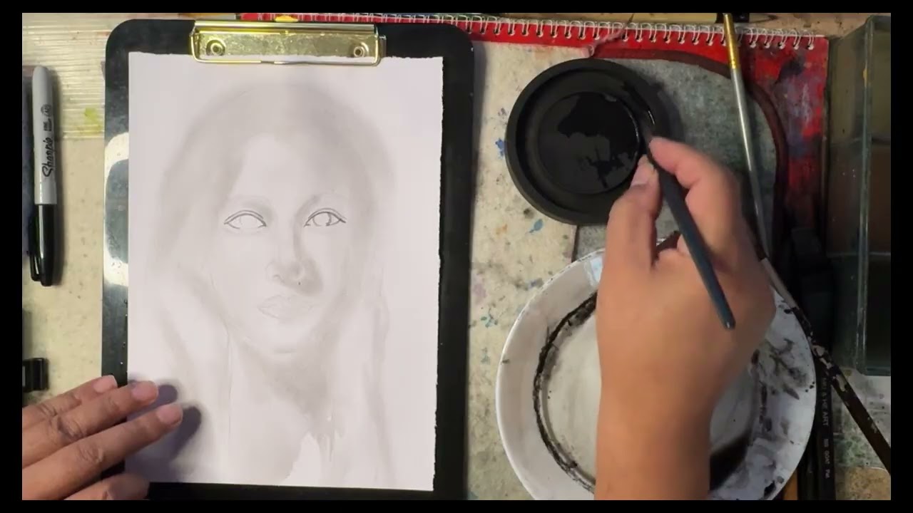 260123 每日水墨人物素描  Daily Water-ink Portrait Sketch  수묵 인물 스케치 水墨画の人物スケッチ