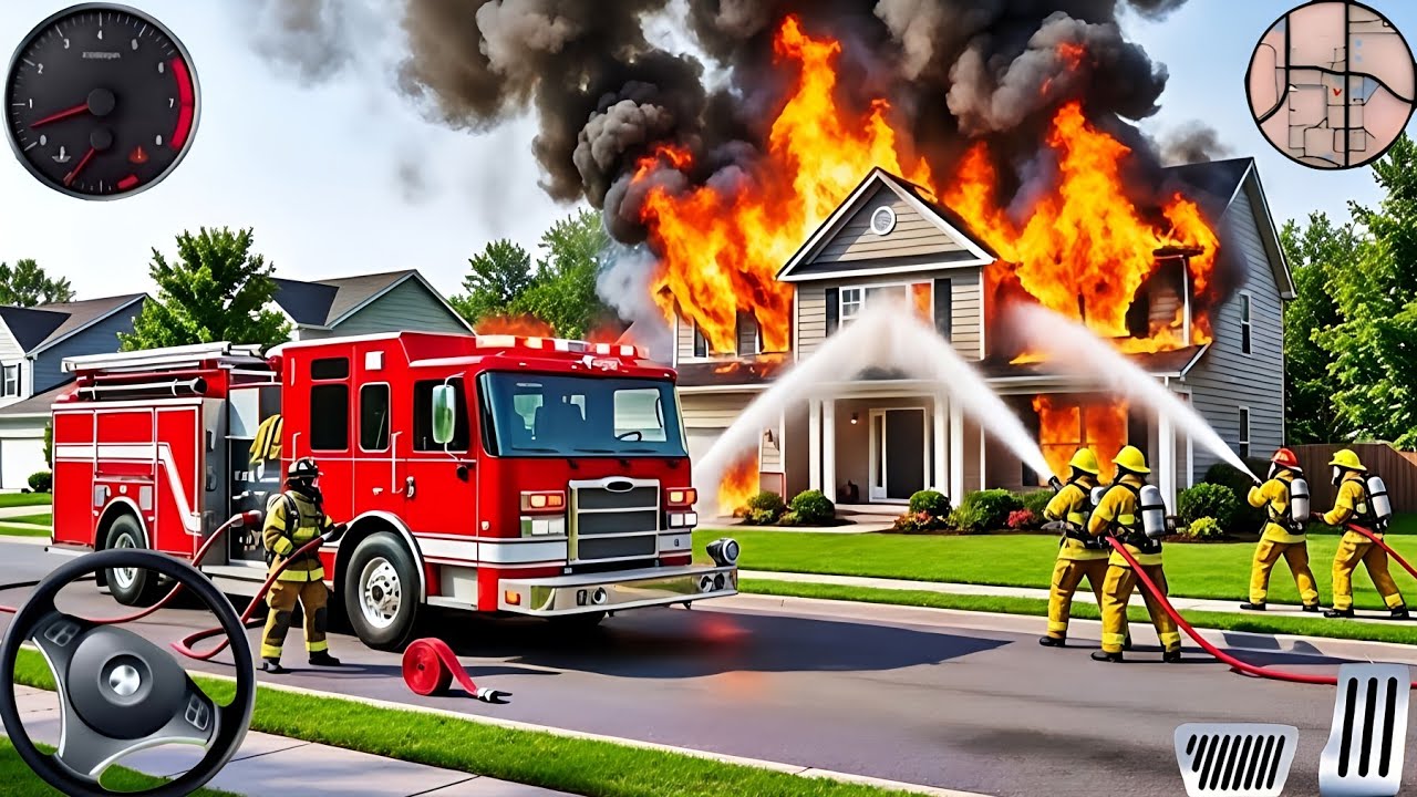 Fire Truck City Rescue Simulator - 911 US Emergency Fire Truck Driving 3D 2025 - Android Gameplay