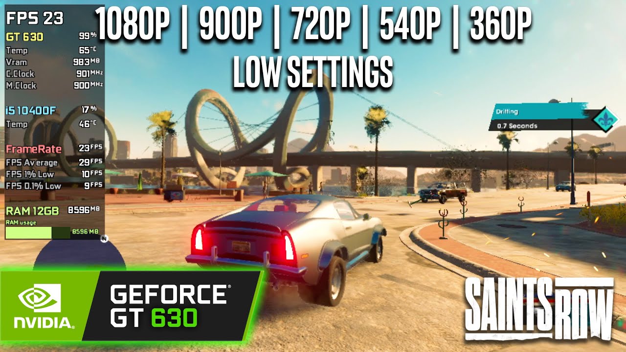 GT 630 | Saints Row - 1080p, 900p, 720p, 540p, 360p