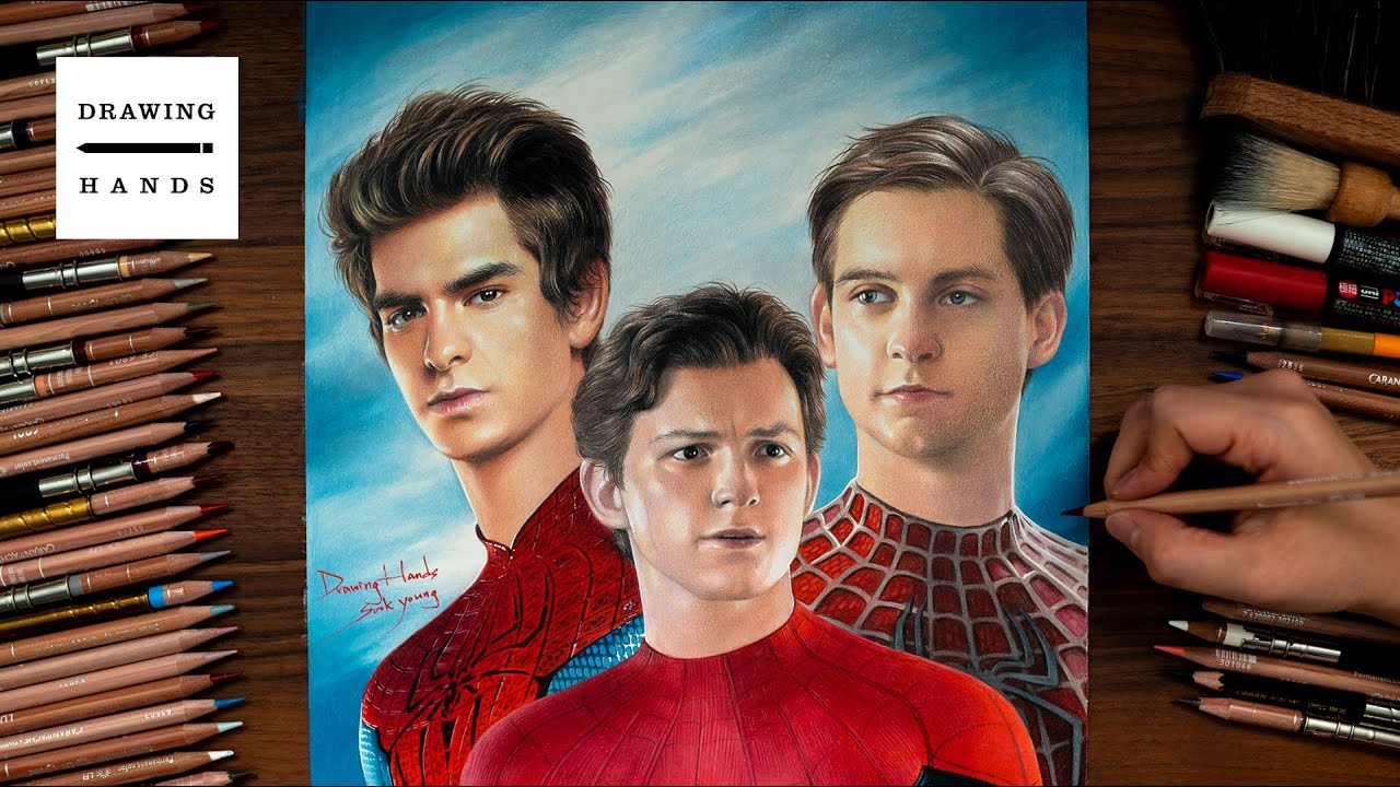 Drawing 3 Spider man - Tom Holland, Andrew Garfield & Tobey Maguire [Drawing Hands]