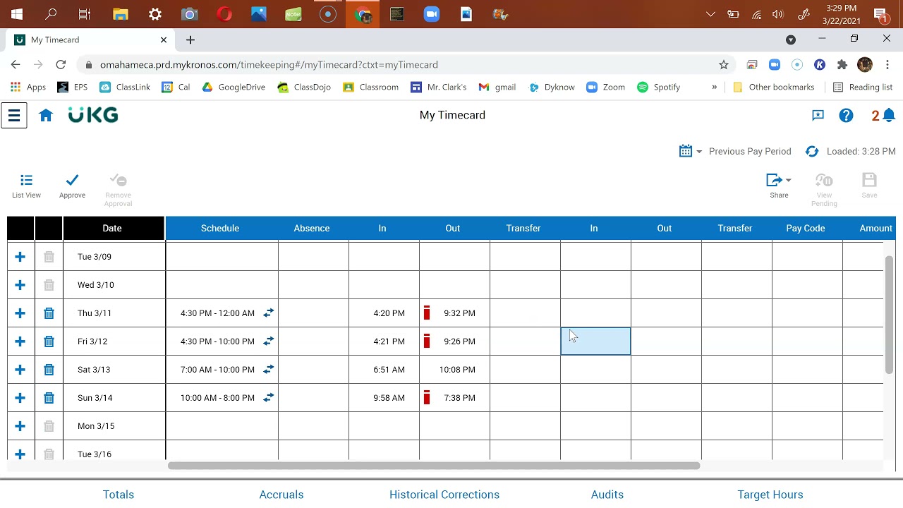 Time Adjustment for Kronos MECA