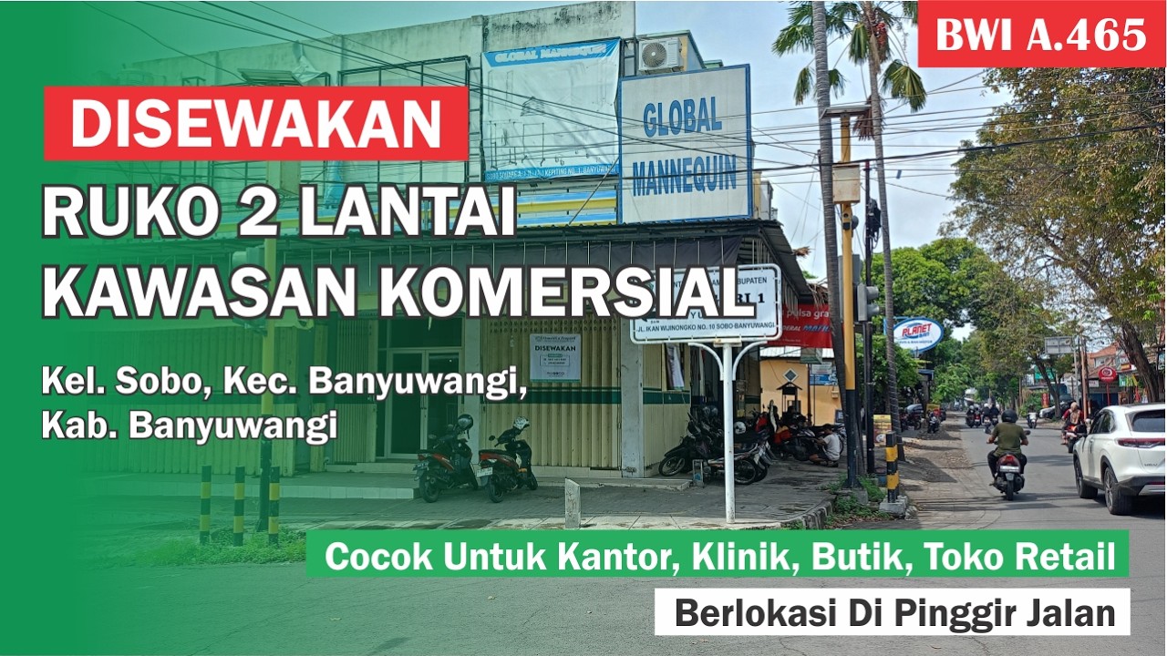 (BWI A.465) Disewakan Ruko di Kel. Sobo, Kec. Banyuwangi, Kab. Banyuwangi