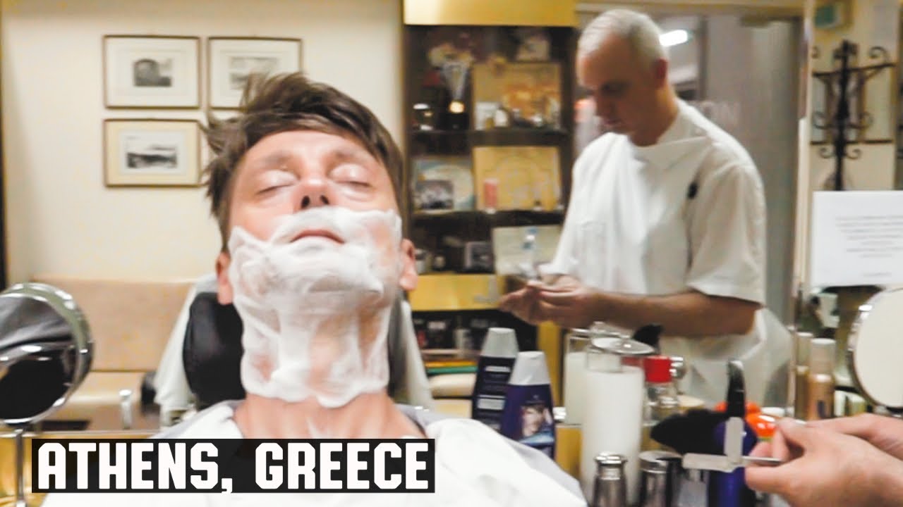 💈 Classic Old School Greek Barber Wet Shave | Pavlatos Traditional Barber Shop in Athens Greece