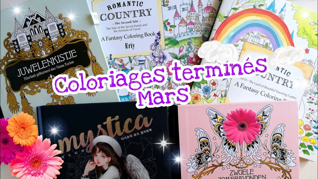 Mes coloriages terminés Mars et je teste les glitter marker Nuvo.