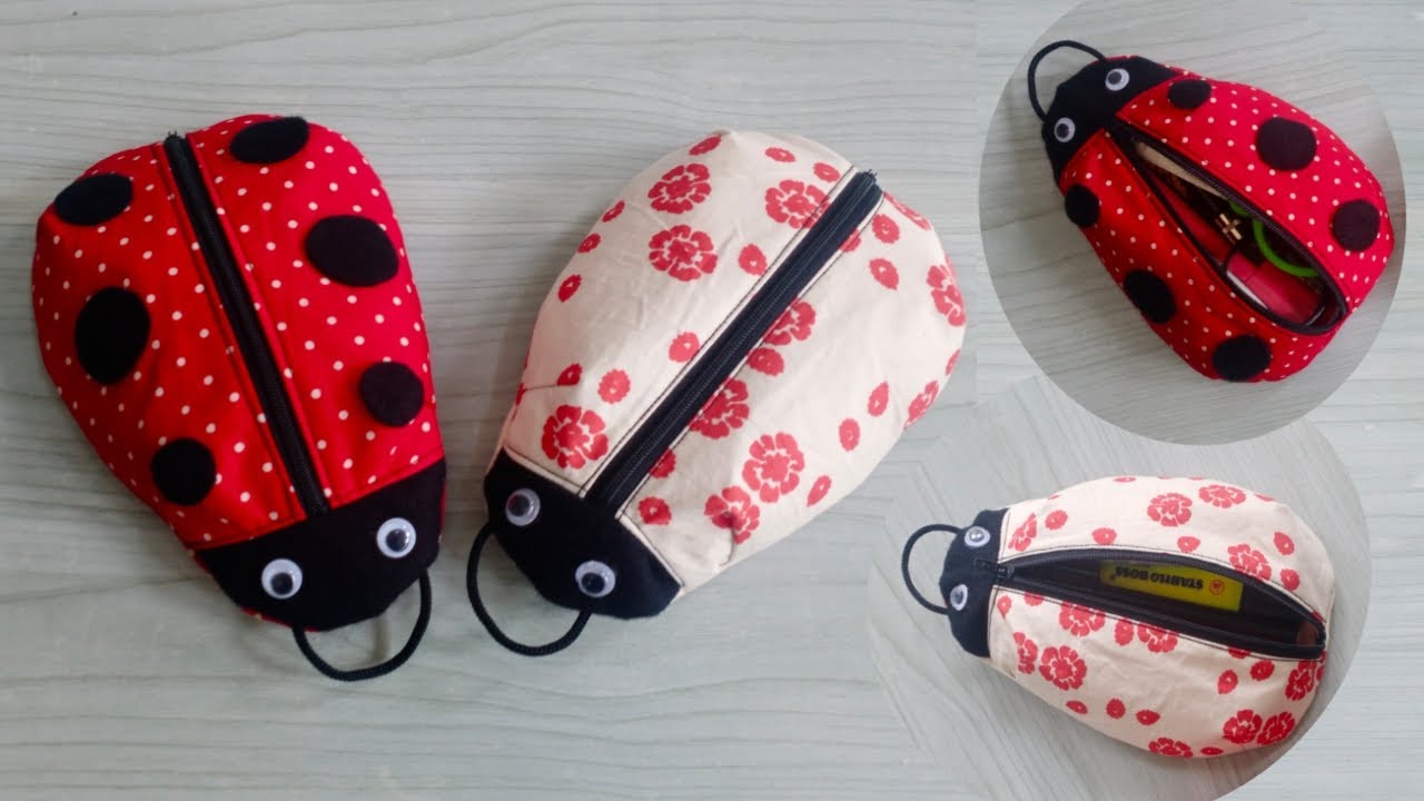 Cute Pen Pencil Holder DIY | Ladybug Pouch Tutorial | Free Download Pattern