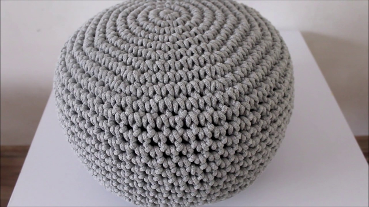 Pufa ze sznurka bawełnianego na szydełku. Crochet pouf.