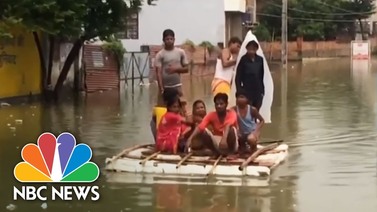 Desperate Villagers Rescued From Tree As Floods Hit Millions In India | NBC News