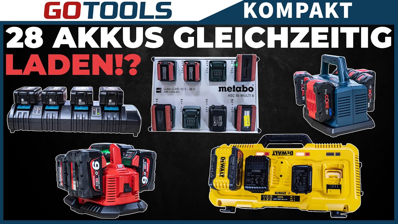 8 Akkus gleichzeitig laden? Multiladegeräte von Bosch, Dewalt, Metabo Makita & Milwaukee im Test