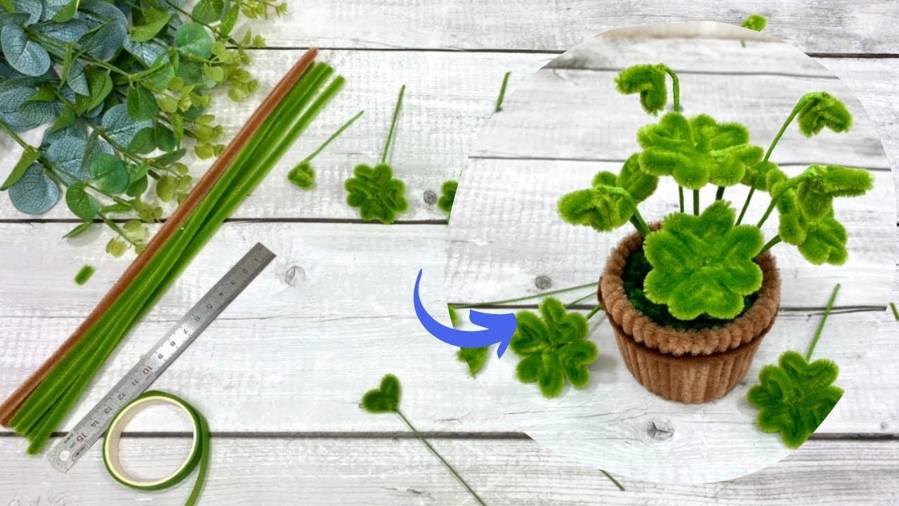 How to make a Four-leaf clover with Pipe cleaner / Cách làm cỏ bốn lá may mắn từ kẽm nhung