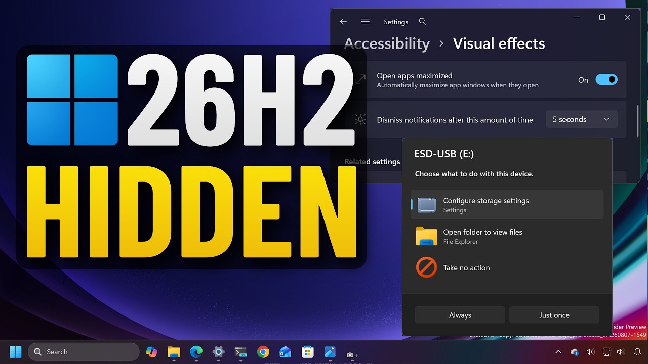 4 секретные функции Windows 11 26H2, которые Microsoft добавила тайком (Windows K2)