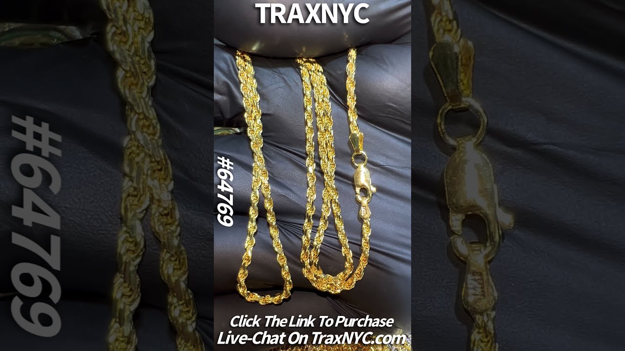 14K Yellow Gold Diamond Cut Solid Rope Chain (#64769) #shorts