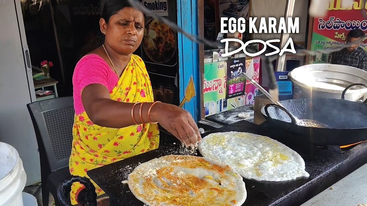 Hard working Lady Making Karam Dosa & Egg Dosa | proddutur street food #karamdosa #eggdosa 