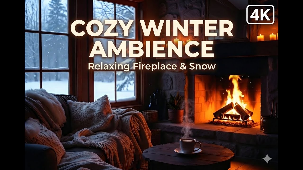 The Most Cozy Winter Cabin ❄️ Warm Fireplace & Snowfall (4K Ultra HD) Title Variant: Escape to a Coz
