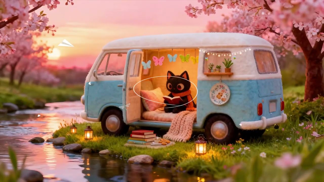 Chill Spring Study with Lofi Cat 📚🌸 Chill Lofi for Relaxation 🐱☕️ Calm Lofi for Study & Focus