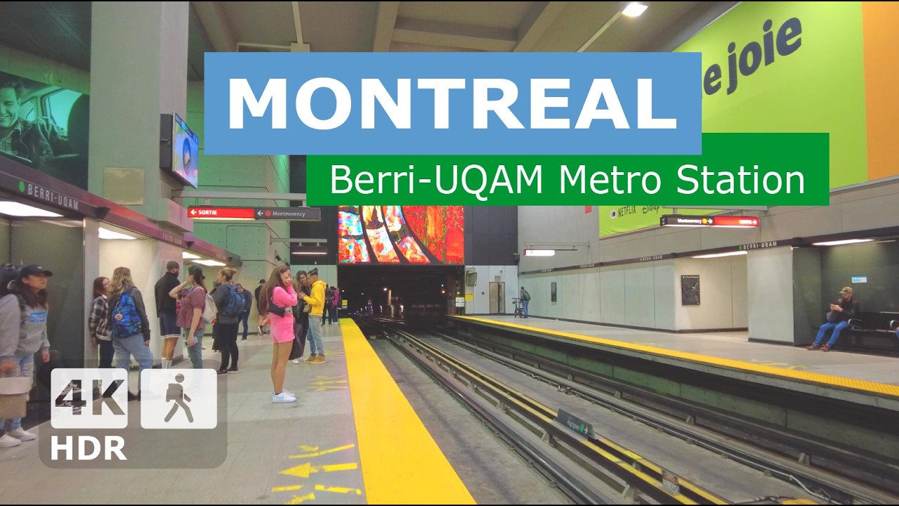 [ 4K ] Berri-UQAM Metro Station Walking Tour | 🟢 Green / 🟠 Orange / 🟡 Yellow Line | Montreal 🇨🇦 2024