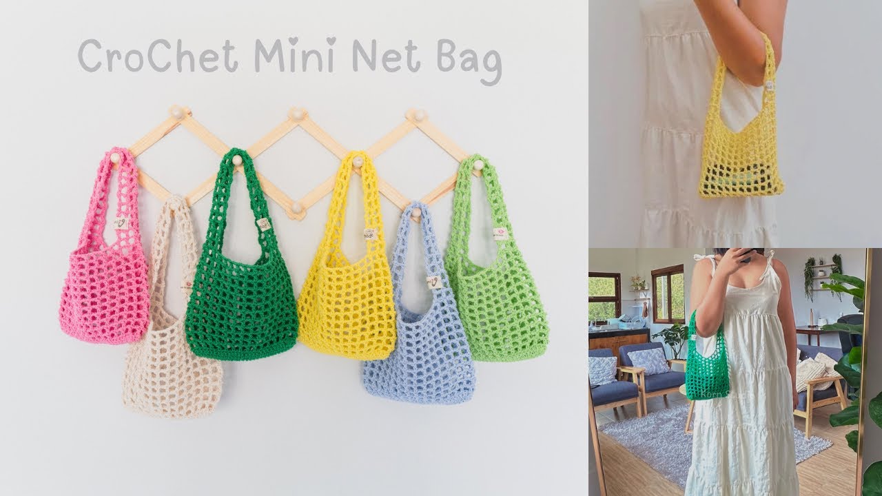 Crochet Mini Net Bag Tutorial #EP.26 | สอนถักกระเป๋าโครเชท์ มือใหม่สามารถถักตามได้ง่ายๆ