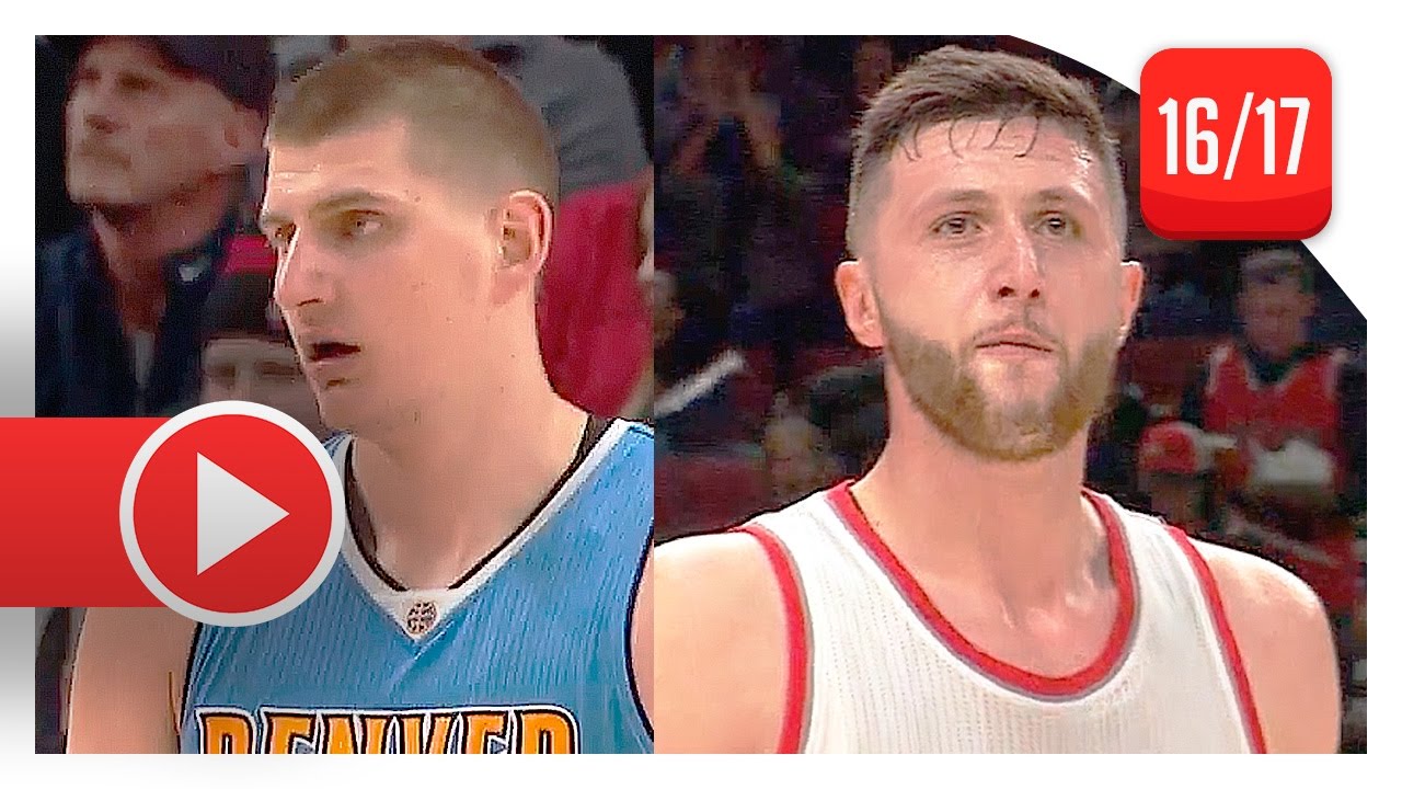 Jusef Nurkic vs Nikola Jokic BIG MEN Duel Highlights (2017.03.28) Blazers vs Nuggets - EPIC!