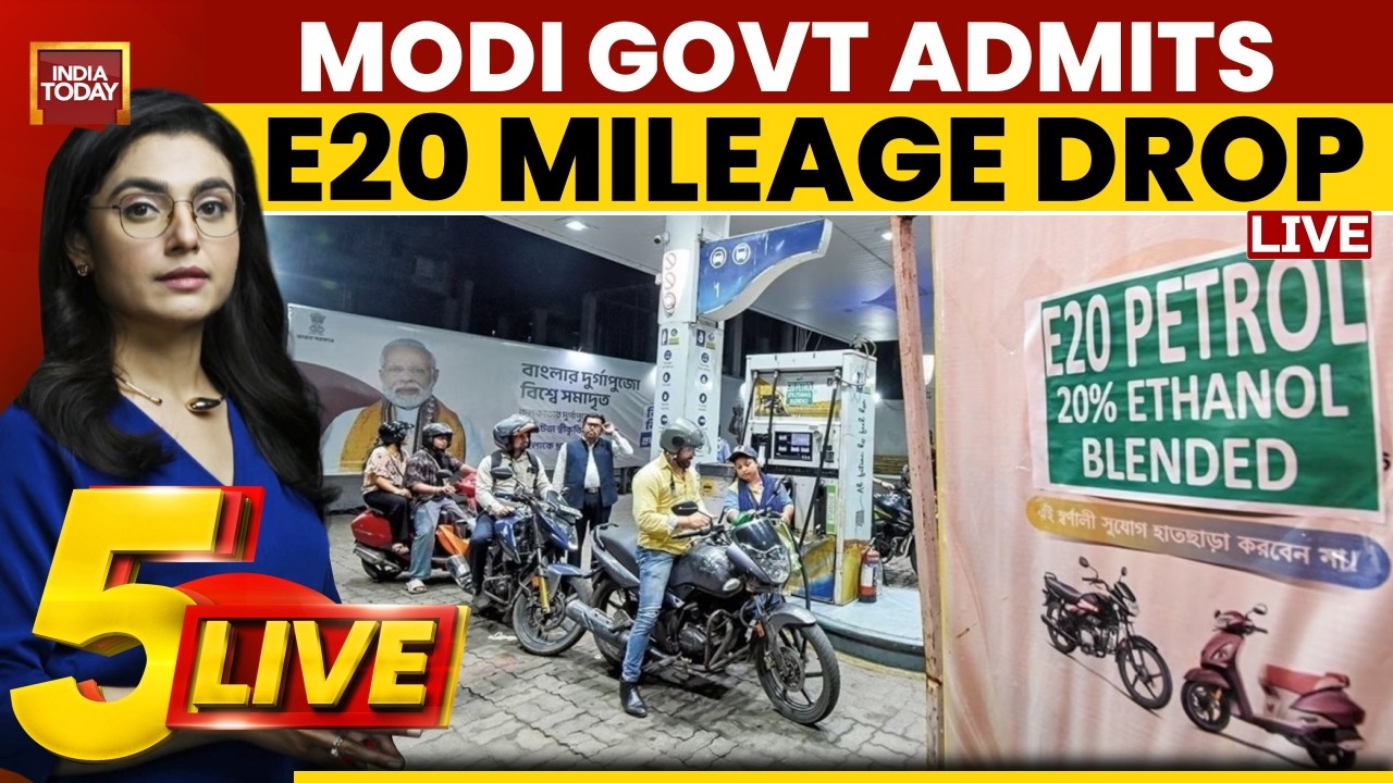 LIVE: Modi Govt Finally Admits E20 Petrol Mileage Drop | E20 Costs More Than Claimed? | 5ive LIVE